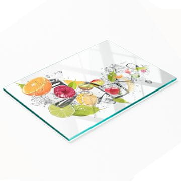 shumee Kuhinjska deska iz kaljenega stekla z dekorativno grafiko Sadje z ledom 80x52 cm