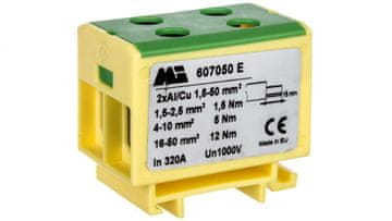 shumee 2-tirni tirni konektor 1,5-50 mm2 rumeno-zelen evro multiOTL 50 2xAl/Cu 607050 E