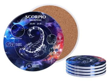 Carmani, 4x keramični podstavki, okrogli - zodiakalni znaki/Škorpijon