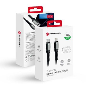 FORCELL USB-C–Lightning kabel Forcell F-Energy PD 3A 27 W Cafule 1,2 m C259 črn