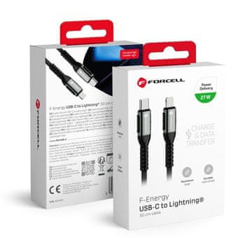 FORCELL USB-C–Lightning kabel Forcell F-Energy PD 3A 27W Cafule 0,5 m C259 črn