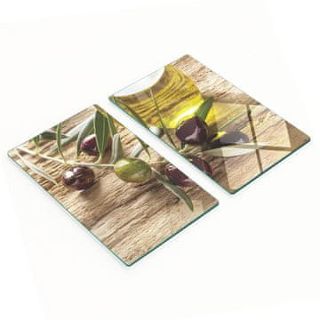 shumee Dekorativne steklene deske za rezanje in serviranje iz olivnega lesa 2x30x52 cm