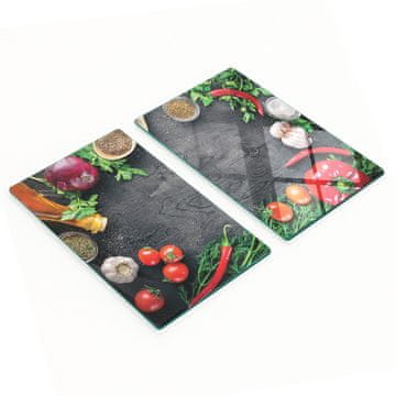 shumee Dekorativne steklene deske za rezanje in serviranje lesene zelenjave 2x30x52 cm