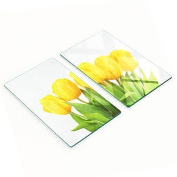 shumee Dekorativne deske za rezanje iz kaljenega stekla z rumenimi tulipani 2x30x52 cm