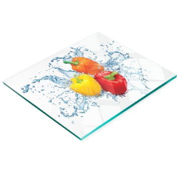 shumee Kuhinjska deska iz kaljenega stekla z dekorativno grafiko Paprika voda 60x52 cm