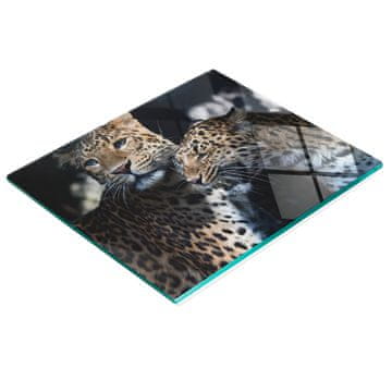 shumee Trpežna in elegantna steklena kuhinjska deska z vzorcem dveh leopardov 60x52 cm