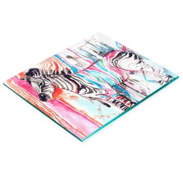 shumee Kaljena večnamenska dekorativna steklena tabla, barvit zebrast vzorec, 60x52 cm