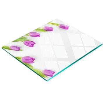 shumee Dekorativna steklena deska za rezanje in serviranje Vijolični tulipani 60x52 cm