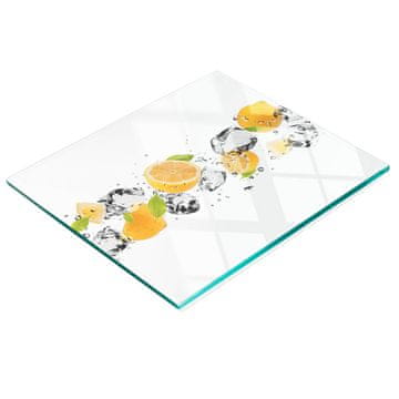 shumee Dekorativna kaljena steklena deska za rezanje z motivom limone in vode 60x52 cm