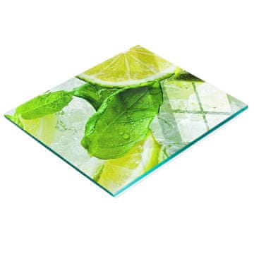 shumee Trpežna in elegantna steklena kuhinjska deska z vzorcem limete in ledu 60x52 cm