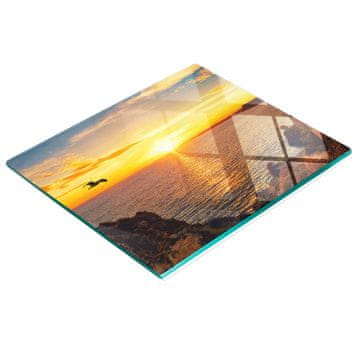 shumee Trpežna in elegantna steklena tabla z vzorcem sončnega zahoda ob morju 60x52 cm