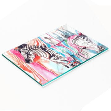 shumee Kaljena večnamenska dekorativna steklena tabla, barvit zebrast vzorec, 80x52 cm