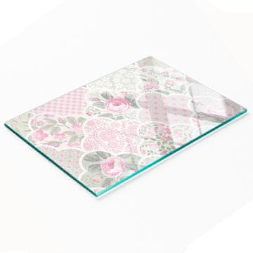 shumee Dekorativna steklena deska za rezanje in serviranje Vrtnice in okraski 80x52 cm