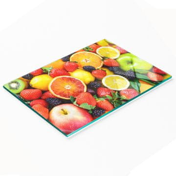 shumee Kuhinjska deska iz kaljenega stekla z dekorativno grafiko pisano sadje 80x52 cm