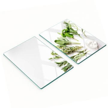 shumee Komplet kuhinjskih desk iz kaljenega stekla z zeliščnimi poslikavami 2x40x52 cm