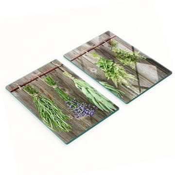 shumee Dekorativne steklene deske za rezanje in serviranje, zeliščna vrvica 2x40x52 cm