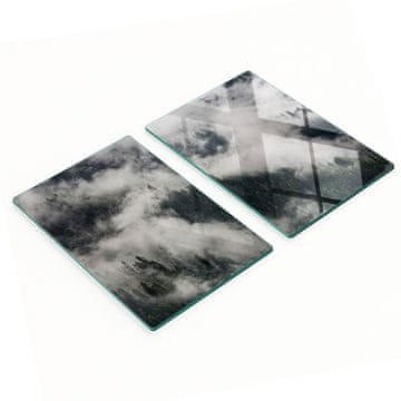 shumee Kuhinjske deske iz kaljenega stekla z grafiko, 2 kosa, megleni gozd, 2x40x52 cm