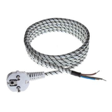 Plast Rol 2 m priključni kabel z kotnim Uni-Schuko vtičem 250 V 16 A PPJ belo-črn T-10873