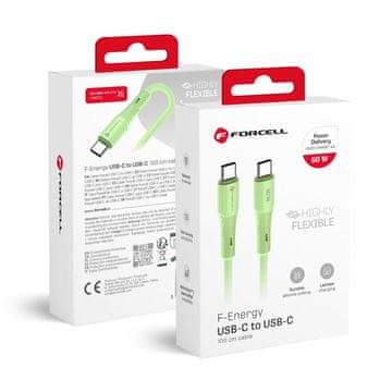 FORCELL USB-C–USB-C kabel Forcell F-Energy QC4.0 PD 3A 60 W, silikonski, 1 m, C344, zelen