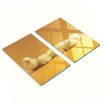 shumee Dekorativne steklene deske za rezanje in serviranje Majhni piščanci 2x30x52 cm