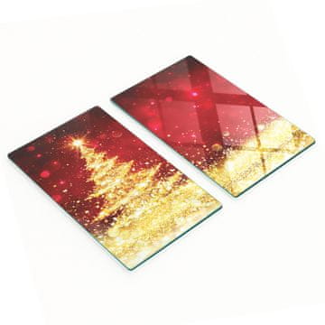 shumee Večnamenske dekorativne steklene table z vzorcem božičnega drevesca 2x30x52 cm