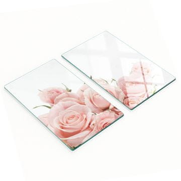 shumee Komplet dveh dekorativnih steklenih kuhinjskih desk Rožnate vrtnice 2x30x52 cm
