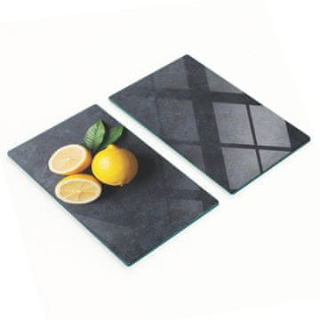shumee Dekorativne deske za rezanje iz kaljenega stekla z limoninim kamnom 2x30x52 cm