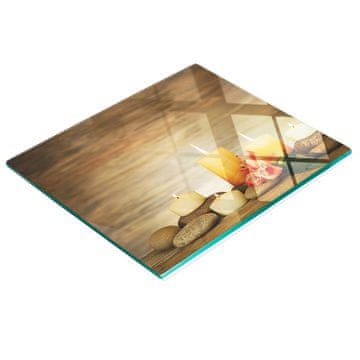 shumee Kuhinjska deska iz kaljenega stekla z dekorativno grafiko sveč in spa 60x52 cm