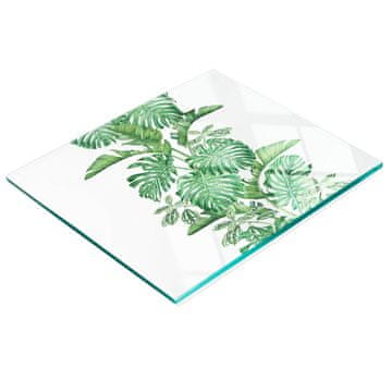 shumee Dekorativna steklena kuhinjska deska za rezanje z rastlinami in listi 60x52 cm