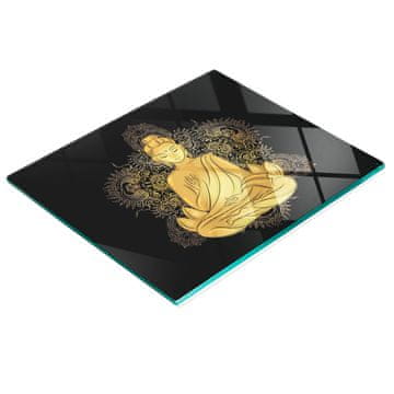 shumee Trpežna in elegantna steklena kuhinjska deska z vzorcem sedečega Bude 60x52 cm