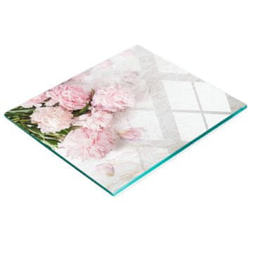 shumee Dekorativna steklena kuhinjska deska za rezanje in serviranje Peonies 60x52 cm
