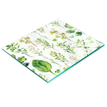 shumee Dekorativna steklena deska za rezanje in serviranje Zelišča in plevel 60x52 cm