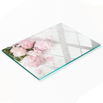 shumee Dekorativna steklena kuhinjska deska za rezanje in serviranje Peonies 80x52 cm