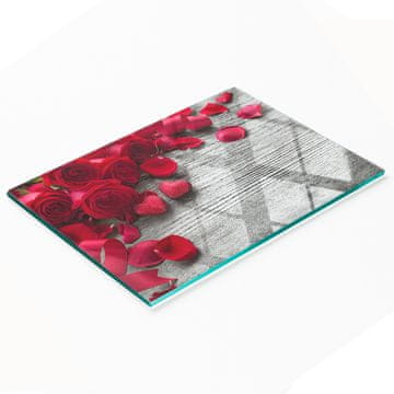 shumee Trpežna in elegantna steklena kuhinjska deska z vzorcem rdeče vrtnice 80x52 cm