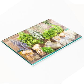 shumee Dekorativna steklena deska za rezanje in serviranje z zeliščno vrvico 80x52 cm