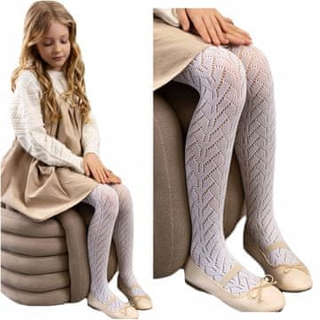 shumee Otroške bele hlačne nogavice za deklice, bombaž, elegantne Otroške bele hlačne nogavice za deklice, bombaž, elegantne