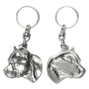 Artdog Ameriški staffordshire terier, Amstaff, Amstaf II - posrebren obesek za ključe za psa v okrasni škatlici, okras za torbo, obesek za nahrbtnik znamke Art-Dog