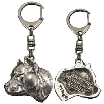 Artdog Ameriški staffordshire terier, Amstaff, Amstaf II - posrebren obesek za ključe za psa, okras za torbo, obesek za nahrbtnik znamke Art-Dog