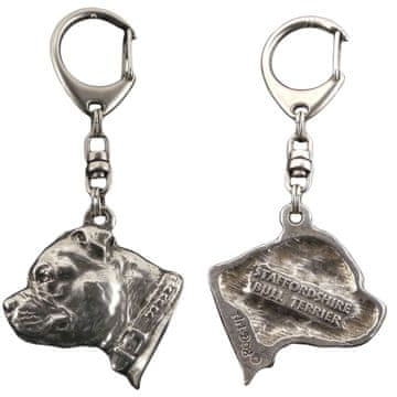 Artdog Staffordshire Bull Terrier, Staffik, Staffi II - posrebren obesek za ključe za psa v darilni škatli, okras za torbico, obesek za nahrbtnik znamke Art-Dog