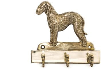 Artdog Bedlingtonski terier, Rothbury terier - obešalnik za ključe s psom, medeninasto držalo za pasje dodatke, elegantna dekoracija hodnika znamke Art-Dog
