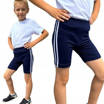 shumee Fantovske kratke hlače za telovadbo, kolesarske, temno modre črte, PL Fantovske kratke hlače za telovadbo, kolesarske, temno modre črte, PL 164