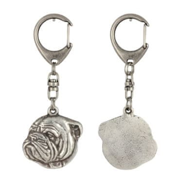 Artdog Angleški buldog, Bulldog III - posrebren obesek za ključe s pasjim motivom v darilni škatli, okras za torbo, obesek za nahrbtnik znamke Art-Dog