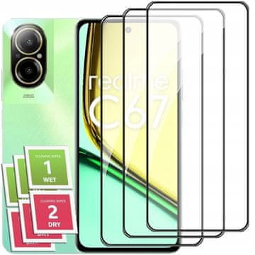 shumee 3x 5D 9H kaljeno steklo s polno pokritostjo za Realme C67 4G / C55 - polna pokritost, oleofobni in hidrofobni premaz, neopazna debelina 0,33 mm