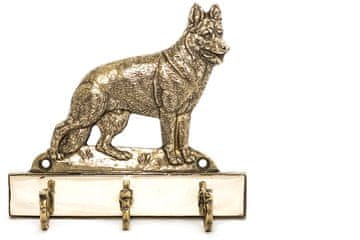 Artdog Nemški ovčar, alzaški ovčar - obešalnik za ključe s psom, medeninasto držalo za pasje dodatke, elegantna dekoracija hodnika znamke Art-Dog