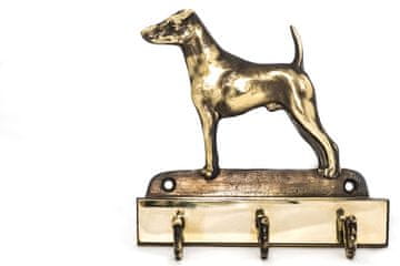 Artdog Kratkodlaki foxterier - obešalnik za ključe s psom, medeninasto držalo za pasje dodatke, elegantna dekoracija hodnika znamke Art-Dog