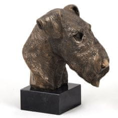 Artdog Airedale terier, Waterside terier - pasja figurica, doprsni kip na kamnitem podstavku, skulptura, trofeja za razstavo psov, Art-Dog