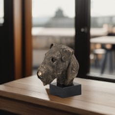 Artdog Airedale terier, Waterside terier - pasja figurica, doprsni kip na kamnitem podstavku, skulptura, trofeja za razstavo psov, Art-Dog