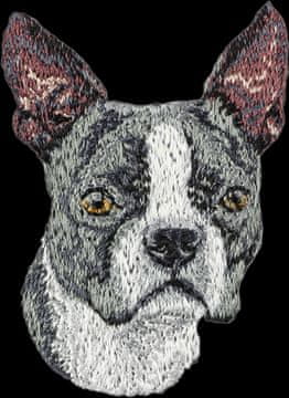 Artdog Bostonski terier, bostonski bulterier - našitek v obliki psa, vezeni našitek, edinstvena dekoracija nahrbtnika znamke Art-Dog