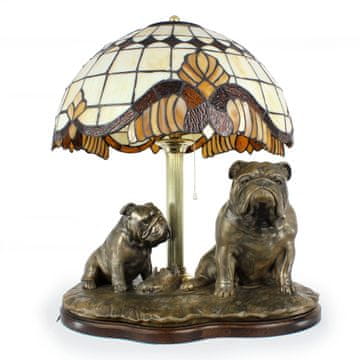 Artdog Angleški buldog, Bulldog - svetilka z vitražnim senčnikom, namizna svetilka s kipcem psa, retro notranje oblikovanje Art-Dog