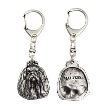 Artdog Maltežan, Bichon Maltese, Maltežan - posrebren obesek za ključe za psa, okras za torbo, obesek za nahrbtnik znamke Art-Dog